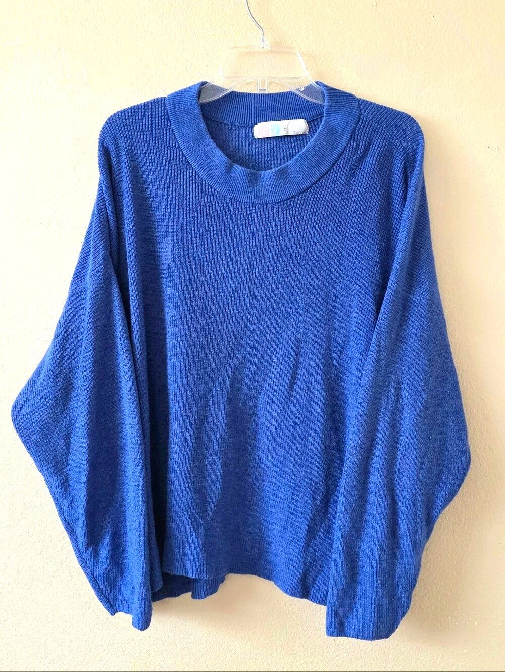 Free People Beach Cobalt Blue Malibu Solid Surf Oversized Sweater - Size Large